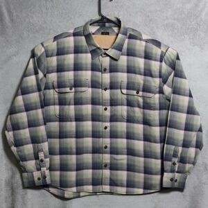 Overland Shirt Mens 2XL Green Plaid Flannel Long Sleeve Button Front Casual